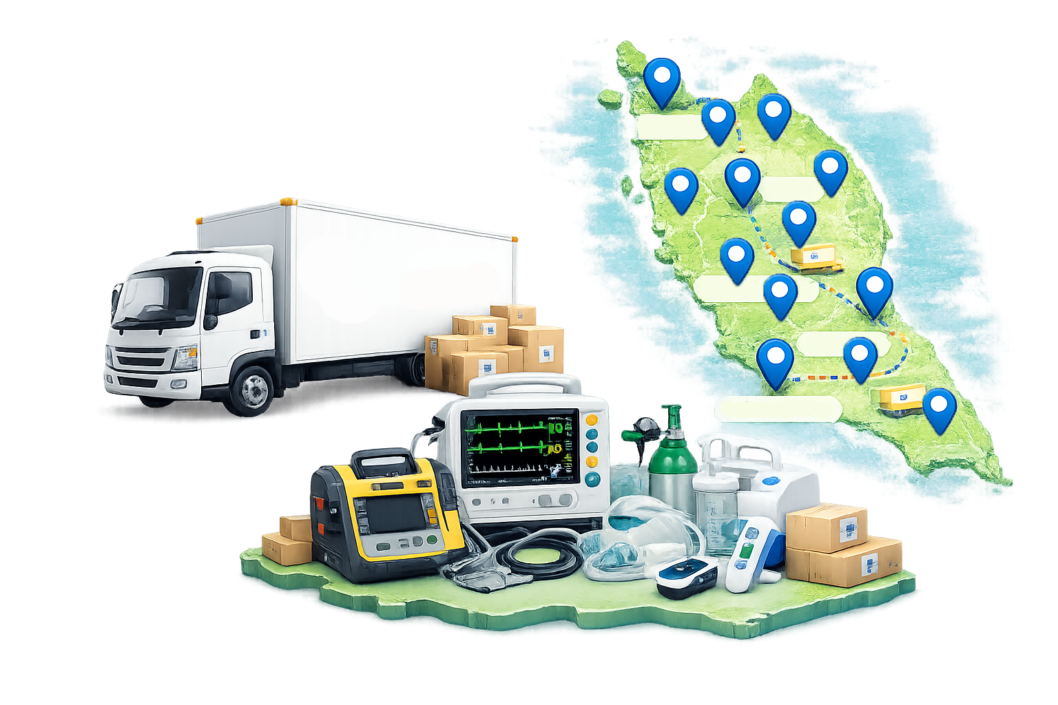 Medical equipment delivery across Malaysia