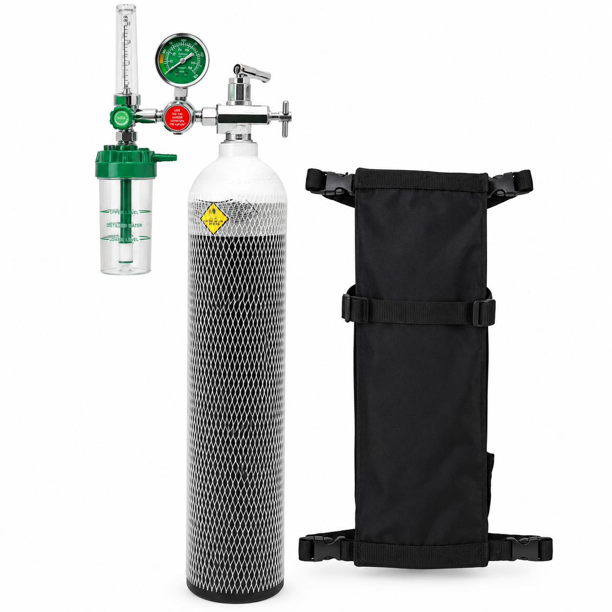 5L Portable Medical Oxygen Cylinder Set (Aluminium) with Wheelchair Holder – Size E (0.7m³)