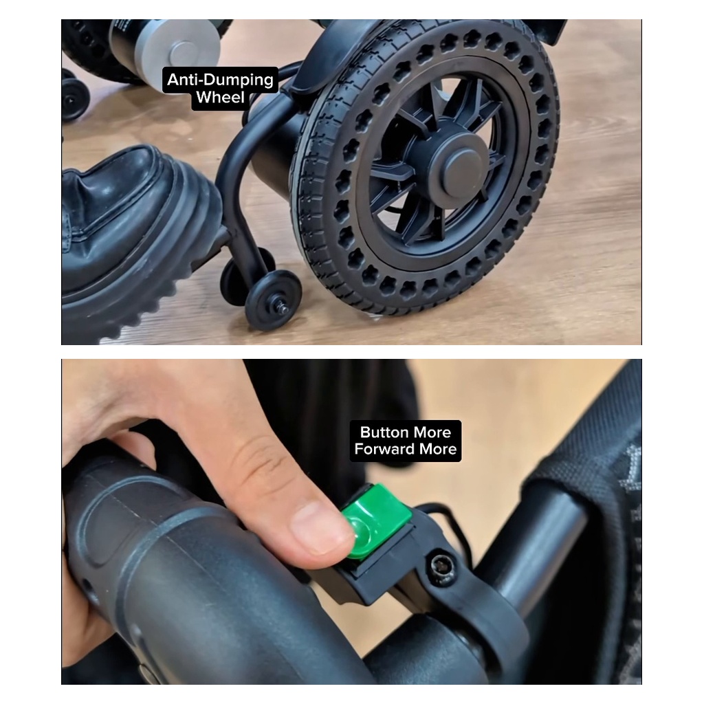 EVIN aluminium electric wheelchair anti-tip wheels and PU rear wheel