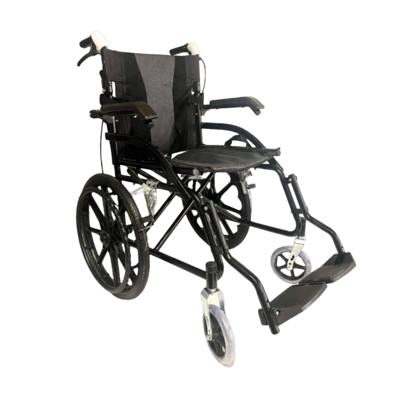 Flip Up Armrest Foldable Lightweight Wheelchair (Black)
