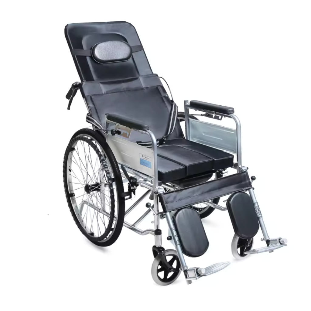 Hospital Reclining Commode Wheelchair (Black)