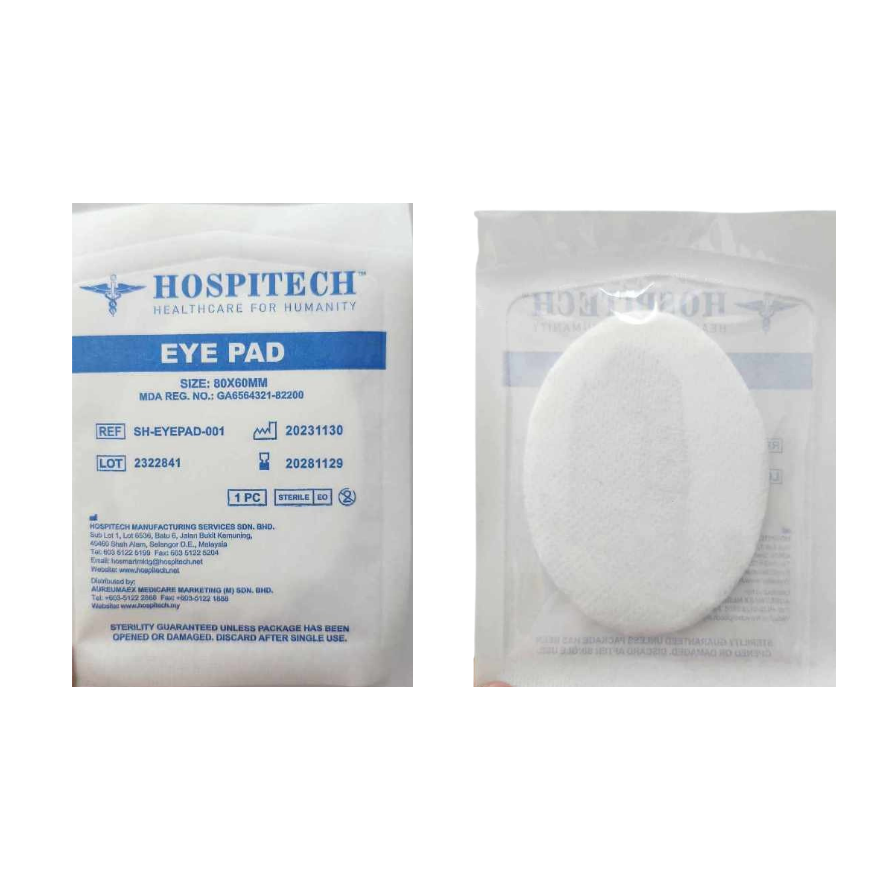 Hospitech Eye Pad Sterile (8cm x 6cm)